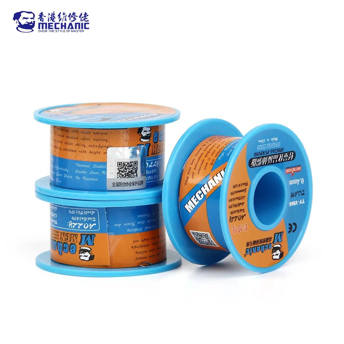 0.2 - 0.8mm MECHANIC TY - V866 40g Mild Rosin Core 183 Degree Solder Wire - THE TECH STATION UK