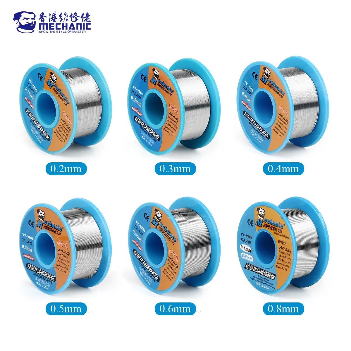 0.2 - 0.8mm MECHANIC TY - V866 40g Mild Rosin Core 183 Degree Solder Wire - THE TECH STATION UK