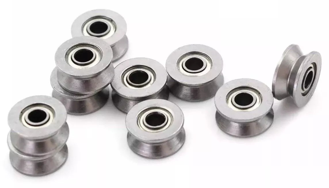 10x V623ZZ V Grooved Wire Guide Pulley Wheels Steel Rollers 12x3x4mm Ball Bearings - THE TECH STATION UK