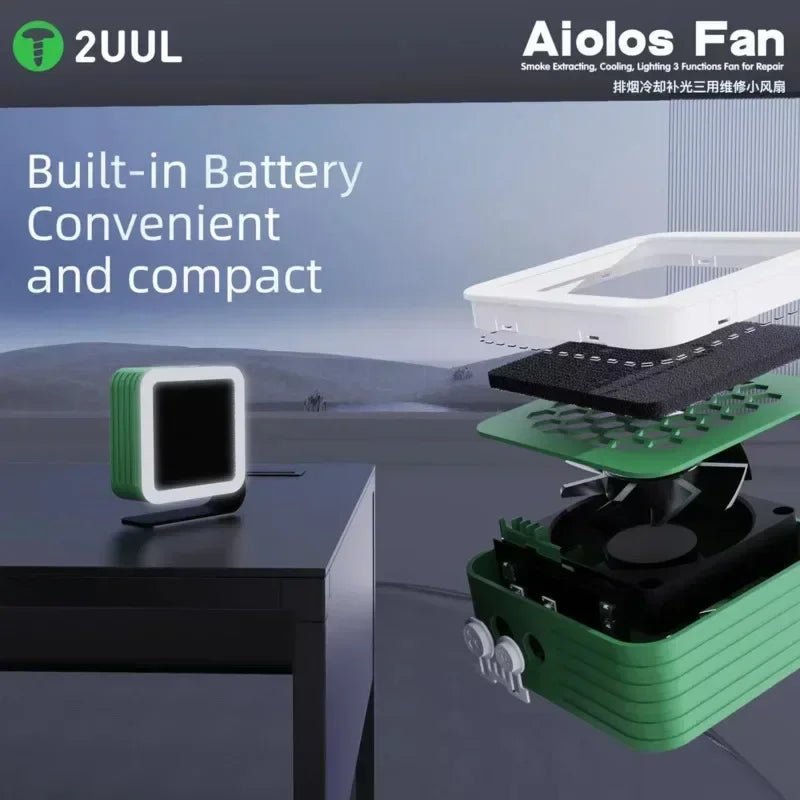 2UUL Aiolos Extractor Fan With Lighting + cooling Function For Phone / Motherboard repairs - THE TECH STATION UK