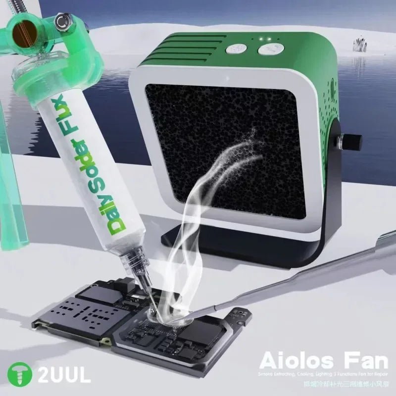 2UUL Aiolos Extractor Fan With Lighting + cooling Function For Phone / Motherboard repairs - THE TECH STATION UK