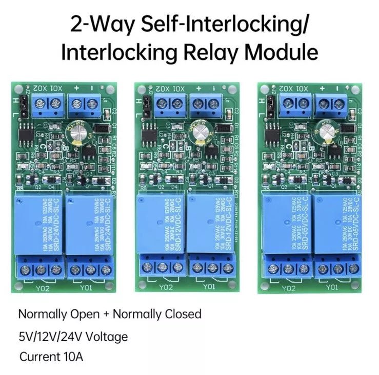 5V 12V 24V Dual Double Self - Locking Interlock Latching Relay Module High / Low - THE TECH STATION UK
