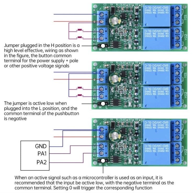 5V 12V 24V Dual Double Self - Locking Interlock Latching Relay Module High / Low - THE TECH STATION UK