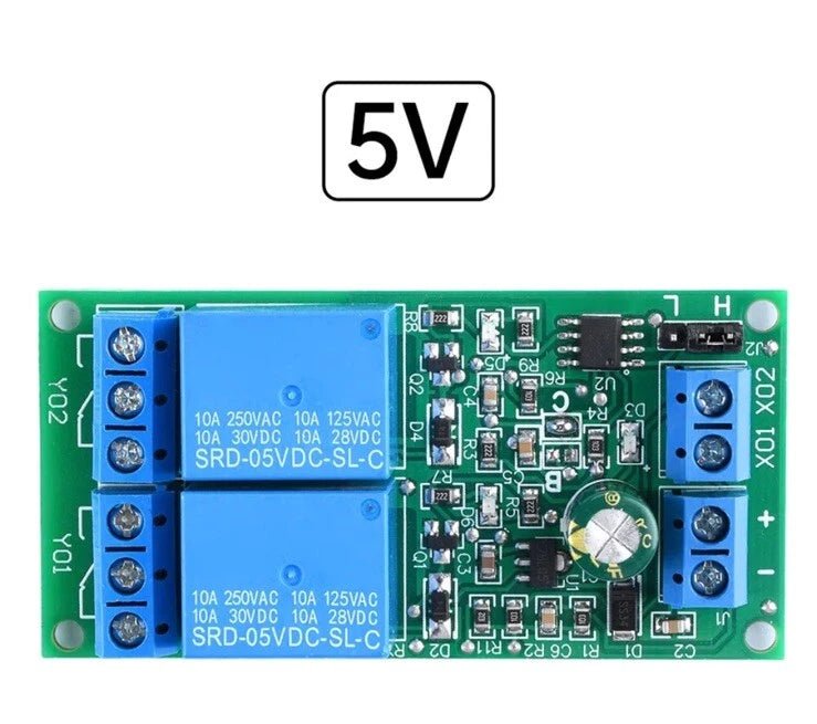 5V 12V 24V Dual Double Self - Locking Interlock Latching Relay Module High / Low - THE TECH STATION UK