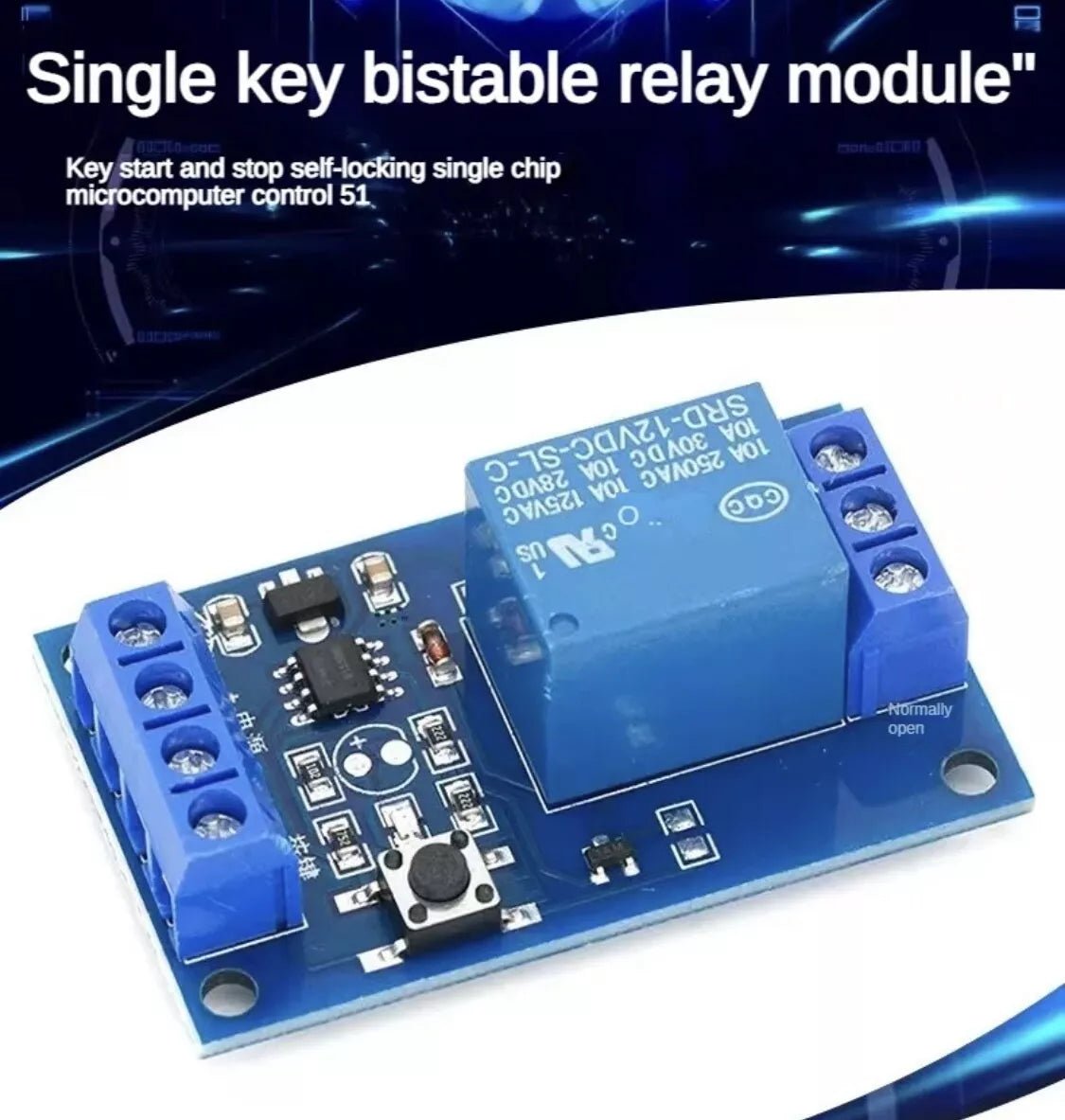 5V 12V 24V Single Self Locking Latching Bistable Interlock Relay Module Switch - THE TECH STATION UK