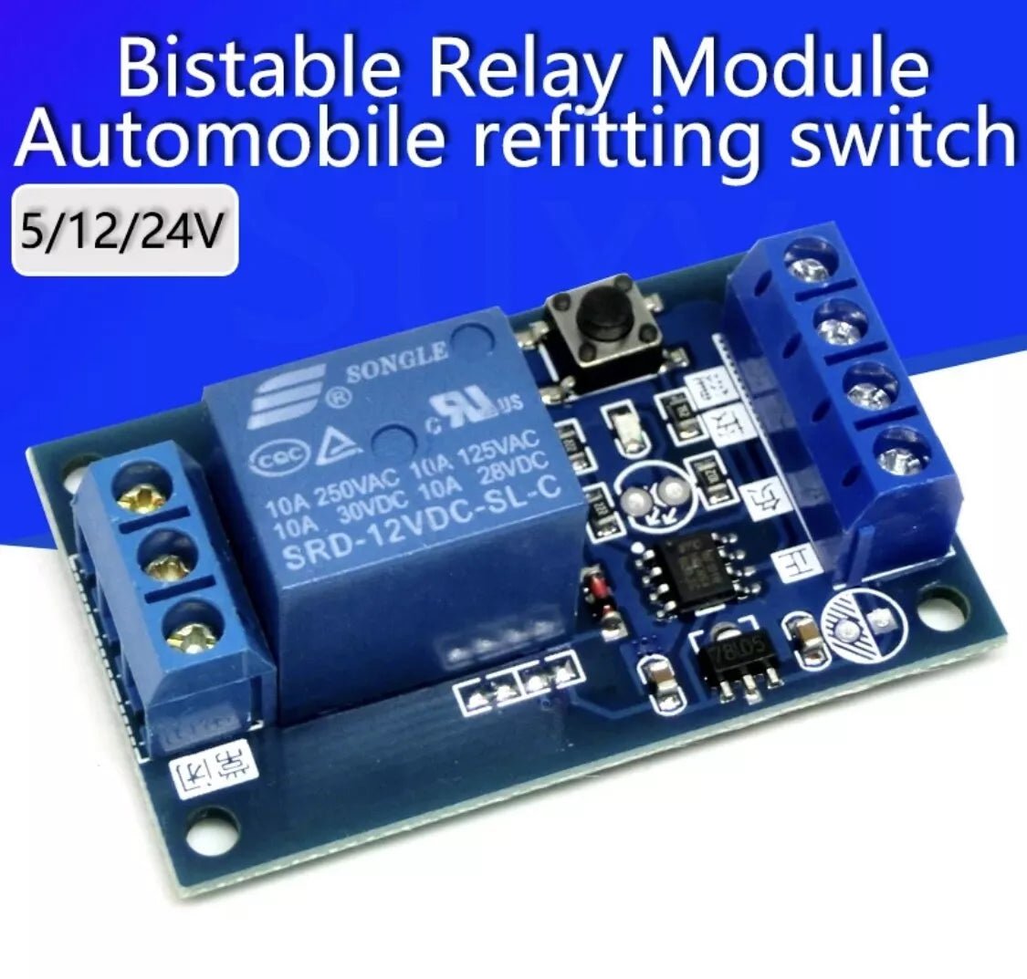 5V 12V 24V Single Self Locking Latching Bistable Interlock Relay Module Switch - THE TECH STATION UK