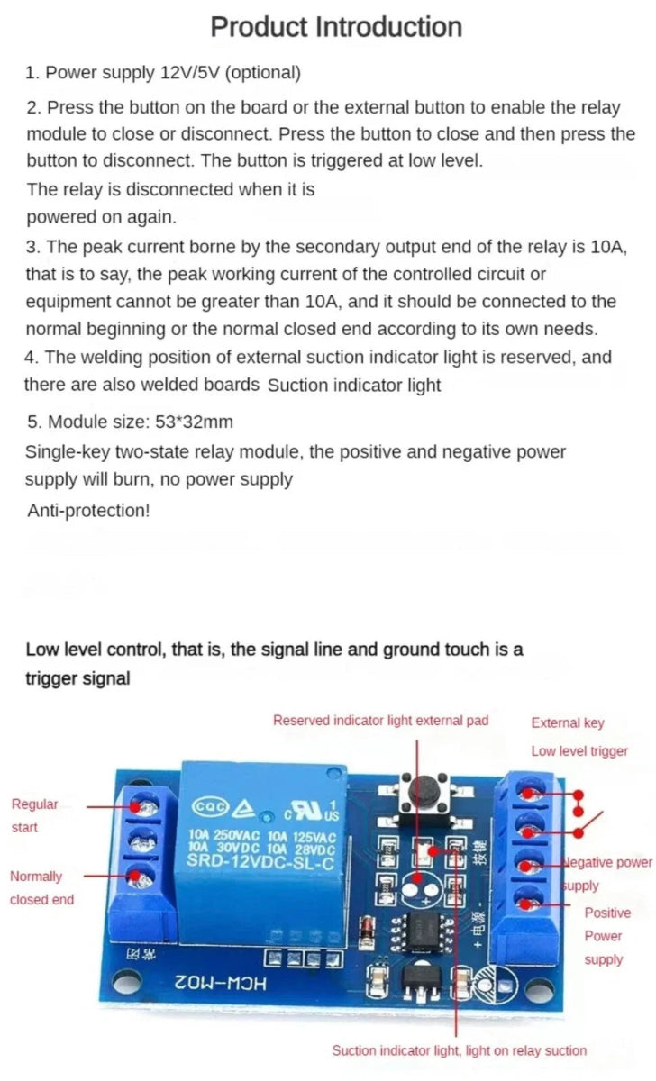 5V 12V 24V Single Self Locking Latching Bistable Interlock Relay Module Switch - THE TECH STATION UK