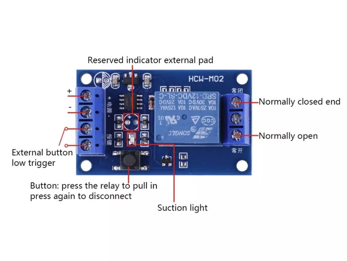 5V 12V 24V Single Self Locking Latching Bistable Interlock Relay Module Switch - THE TECH STATION UK