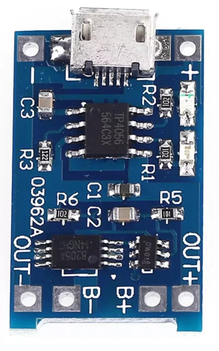 5V Micro USB 1A 18650 Lithium Battery Charger Module TP4056 With Protection - THE TECH STATION UK