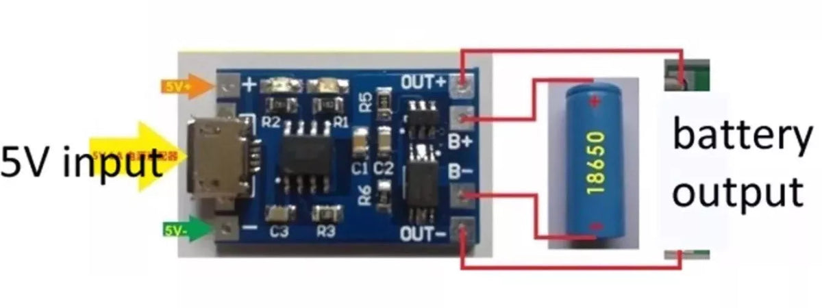 5V Micro USB 1A 18650 Lithium Battery Charger Module TP4056 With Protection - THE TECH STATION UK