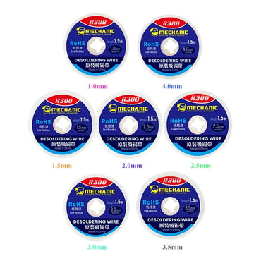 MECHANIC R300 1.0/1.5/2.0/2.5/3.0/3.5/4.0MM 1.5M Solder Wick Remover Desoldering Wire Desoldering Braid - THE TECH STATION UK