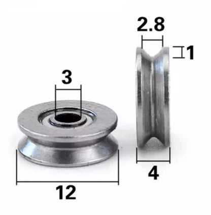 10x V623ZZ V Grooved Wire Guide Pulley Wheels Steel Rollers 12x3x4mm Ball Bearings - THE TECH STATION UK