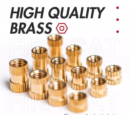 1300pcs M2 - M5 Assorted Brass Cylinder Knurl Nuts Round Insert Embedded Pack Case - THE TECH STATION UK