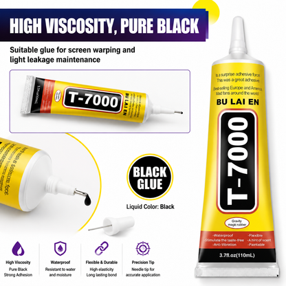 T7000 Black Contact Adhesive Glue ACRYLIC CRYSTAL CRAFT JEWELLERY phone repair ,15,50,110ml GLUES BLACK
