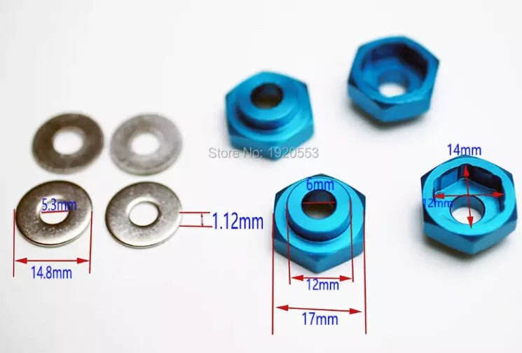 4x RC Wheel Hub Adapters 17mm to 12mm Hex For 1:10 Short Course Tyre Metal Nuts - THE TECH STATION UK