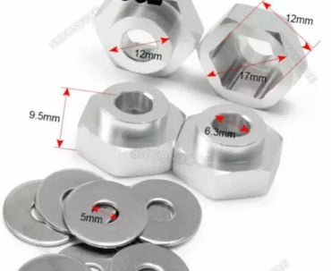 4x RC Wheel Hub Adapters 17mm to 12mm Hex For 1:10 Short Course Tyre Metal Nuts - THE TECH STATION UK