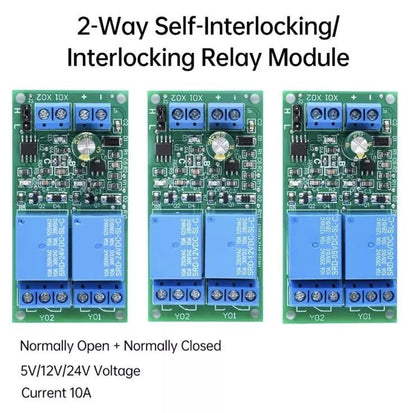 5V 12V 24V Dual Double Self - Locking Interlock Latching Relay Module High / Low - THE TECH STATION UK