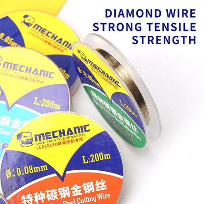 MECHANIC ILine X Series Special Carbon Steel Cutting Wire 0.03/0.04/0.05/0.06/0.08/0.028mm 200m LCD Screen Cutting Wire - THE TECH STATION UK