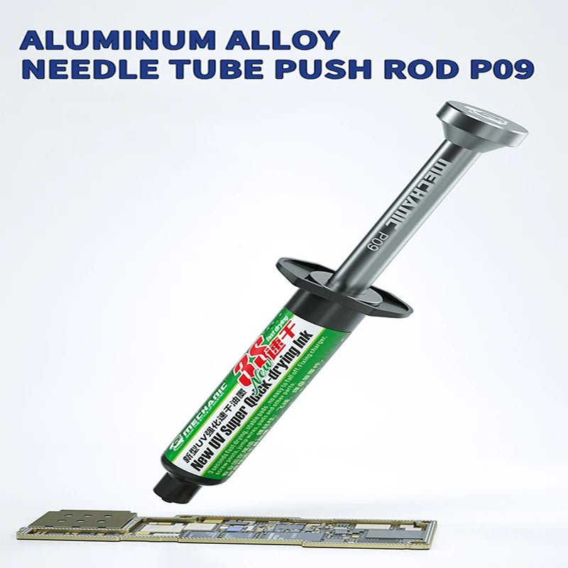 MECHANIC P09 Aluminum Alloy Tube Piston Solder Paste Flux Booster Manual Syringe Plunger Dispenser Propulsion Phone Repair Tool Plus Small and large tip - THE TECH STATION UK