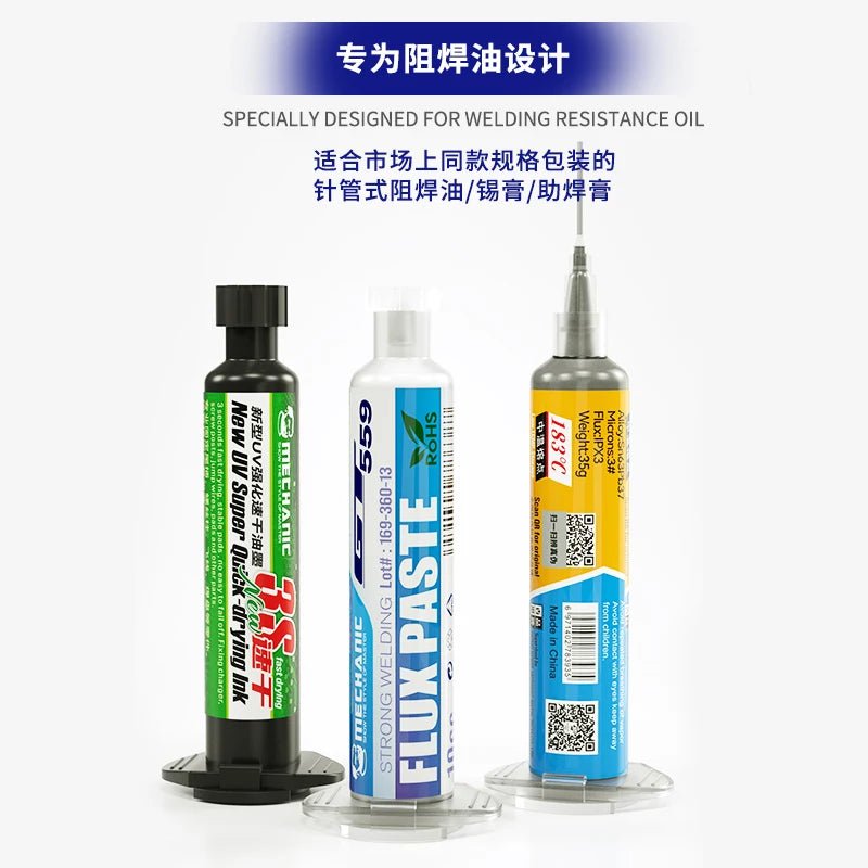 MECHANIC P09 Aluminum Alloy Tube Piston Solder Paste Flux Booster Manual Syringe Plunger Dispenser Propulsion Phone Repair Tool Plus Small and large tip - THE TECH STATION UK