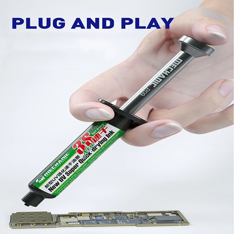 MECHANIC P09 Aluminum Alloy Tube Piston Solder Paste Flux Booster Manual Syringe Plunger Dispenser Propulsion Phone Repair Tool Plus Small and large tip - THE TECH STATION UK
