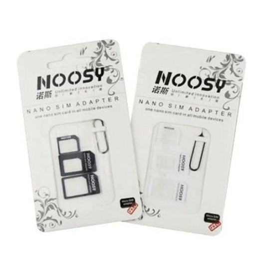 3x NOOSY 4 IN 1 NANO TO MICRO & STANDARD SIM CARD ADAPTER ANY MOBILE PHONE - THE TECH STATION UK